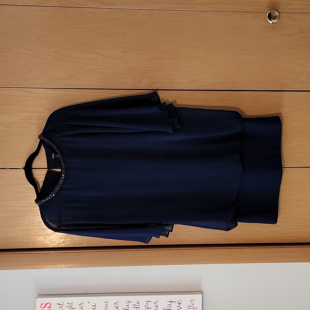 Navy Banded Bottom Flowy Cocktail Dress Size 6